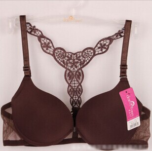 Bra Front Closure Sexy Lace Racer Back Smooth Surface Push Up Underwear