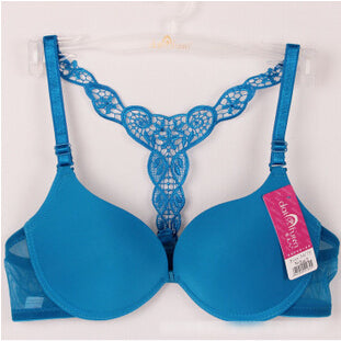 Bra Front Closure Sexy Lace Racer Back Smooth Surface Push Up Underwear