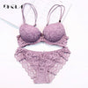 Hot Sexy Push Up Bra Set Brand Deep V Brassiere Thick Cotton Women Underwear Set Lace Cup