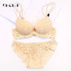 Hot Sexy Push Up Bra Set Brand Deep V Brassiere Thick Cotton Women Underwear Set Lace Cup