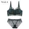 New Top Sexy Underwear Set Cotton Push-up Bra and Panty Sets Set Women Deep V Brassiere Black