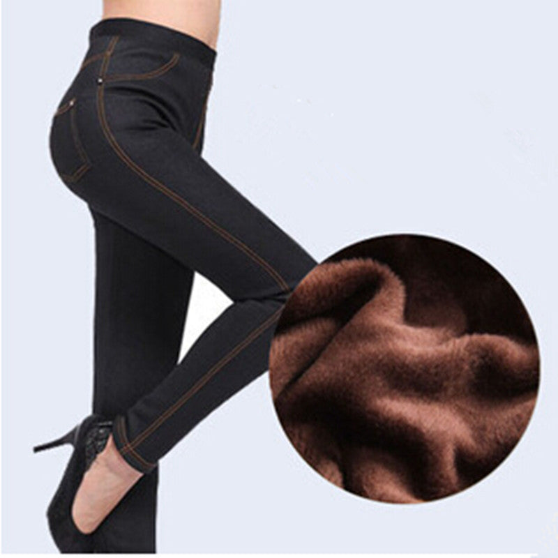 Winter Jeans Pants For Women Faux Denim Pencil Pants