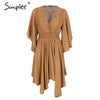 V neck lace hollow out summer dress women Irregular casual streetwalker dress female