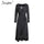 Long dress Women Split long sleeve spring casual dress 2019 Streetwear black maxi dress