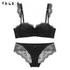 New Fashion Push Up Bra Set Thick Cotton A B C Cup Women Bras Lingerie Set Lace Sexy Underwear Black