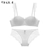 New Fashion Push Up Bra Set Thick Cotton A B C Cup Women Bras Lingerie Set Lace Sexy Underwear Black