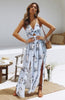 Womens Summer Boho Maxi Long Dress Evening Party Beach Dresses Sundress Floral Halter Dress Summer 2019