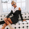 Simplee Elegant fake two piece stripe women dress Office 2019