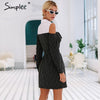 Simplee Elegant fake two piece stripe women dress Office 2019