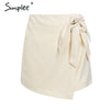 Skirt shorts High waist sexy bow tie white women shorts 2019 Autumn winter