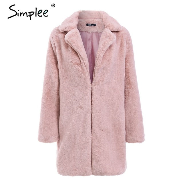 Elegant pink shaggy women faux fur coat street wear Autumn winter warm plush teddy coat Female