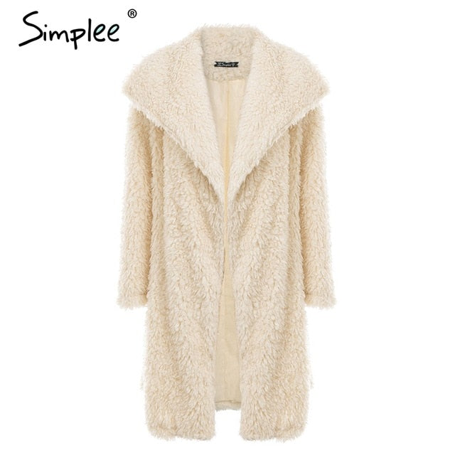 Warm winter faux fur autumn coat women Fashion streetwear elegant long coat female 2019