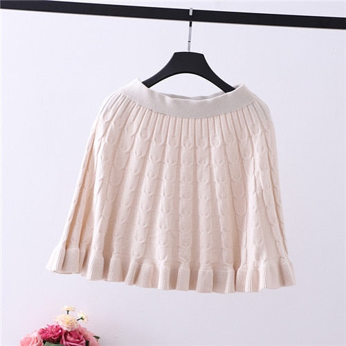 New 2019 Women Knitting Mini Skirt Autumn Winter Vintage Fashion