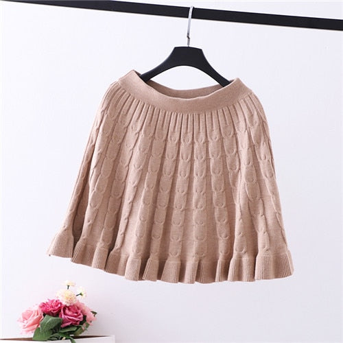 New 2019 Women Knitting Mini Skirt Autumn Winter Vintage Fashion