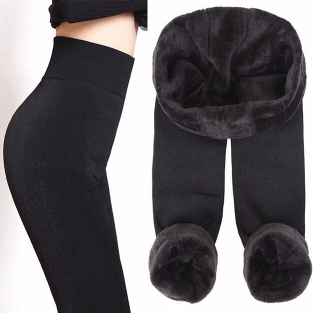 Winter Leggings Women's Warm Leggings High Waist Thick Velvet Legging Solid All-match Leggings Women