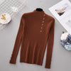 New Fashion Button Turtleneck Sweater Women Spring