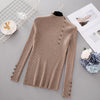 New Fashion Button Turtleneck Sweater Women Spring