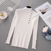 New Fashion Button Turtleneck Sweater Women Spring