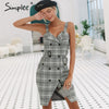 Plaid Strap women dress office lady High waist split sash short dress Double breasted casual autumn winter dress 2019