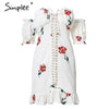 Sexy off shoulder print women dress Lace up ruffle summer short dresses Holiday beach female mini white  2019