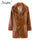 Elegant pink shaggy women faux fur coat street wear Autumn winter warm plush teddy coat Female