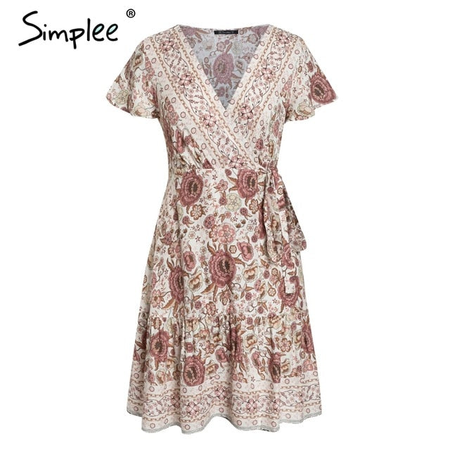 Bohemian floral mini women summer dress  female 2019 Elegant holiday beach sundress