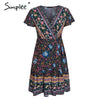 Bohemian floral mini women summer dress  female 2019 Elegant holiday beach sundress