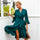 Elegant women satin dress Ruffle flare sleeve lady wrap dress 2019 Autumn winter green sexy female dress