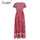 Vintage floral print summer dress Ruffle split sash sexy long dress Bohemian women dress holiday beach dress  2019
