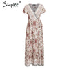 Vintage floral print summer dress Ruffle split sash sexy long dress Bohemian women dress holiday beach dress  2019