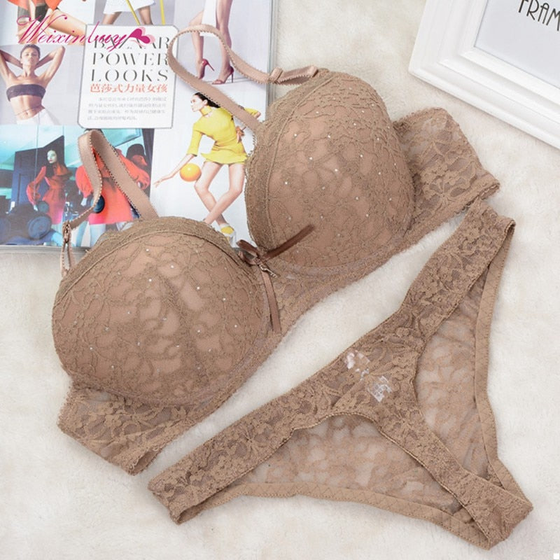 2019 Women Lace Push Up Bra Set Female Brassiere Lace Sexy Bras women Underwear Sets Bra