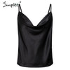 Sexy v neck black satin top women 2019 Sleeveless white top female Summer tank top streetwear lady