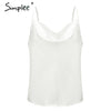 Sexy v neck black satin top women 2019 Sleeveless white top female Summer tank top streetwear lady