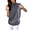 Women Casual Turtleneck Short Sleeve Cotton girl Solid