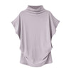 Women Casual Turtleneck Short Sleeve Cotton girl Solid