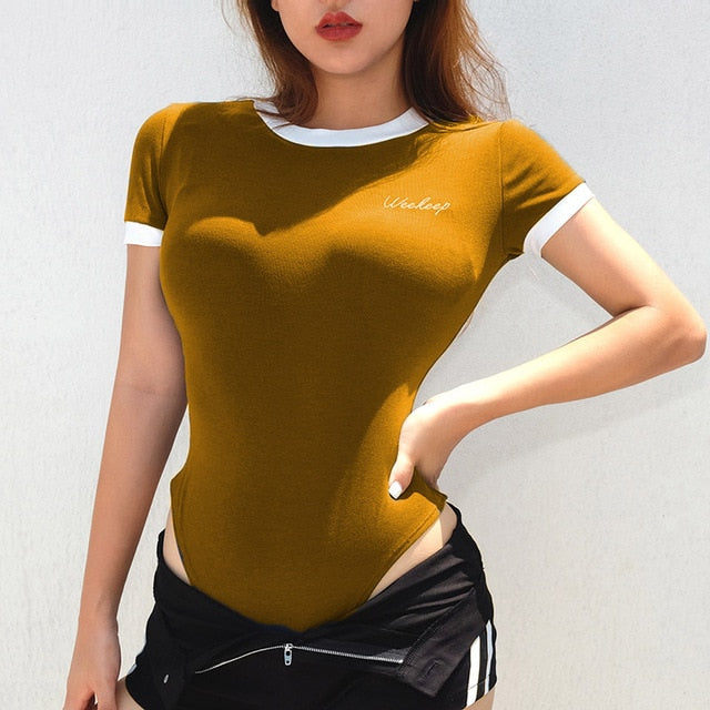 Cotton casual short sleeve summer bodysuit womens jumpsuit 2019 body