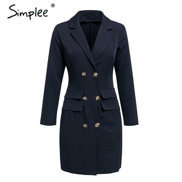 Double breasted women black dress Ladies office white blazer dresses plus size Summer bodycon female dress suit