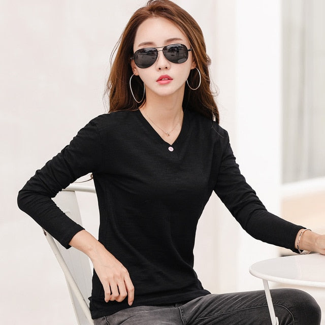 T-shirt Women 2019 New Autumn Cotton Female T Shirts 2019 New Styles