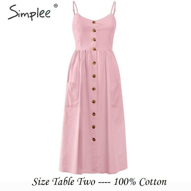 Elegant button women dress Pocket polka dots yellow cotton midi dress Summer