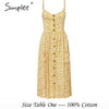 Elegant button women dress Pocket polka dots yellow cotton midi dress Summer