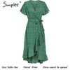 Leopard print dress women Summer sashes long green split floral print beach dress Sexy holiday female plus size vestidos