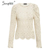 Elegant long sleeve Autumn  Winter Lace Blouse women Hollow out female casual ladies blusas