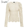 Elegant long sleeve Autumn  Winter Lace Blouse women Hollow out female casual ladies blusas