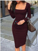 2019 Women Elegant Casual Sheath Bodycon Work Office Dress Elegant Business Pencil Lady Dress