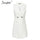 White blazer work dress women V neck ruffle A line slim sleeveless party dress Office ladies short white dress